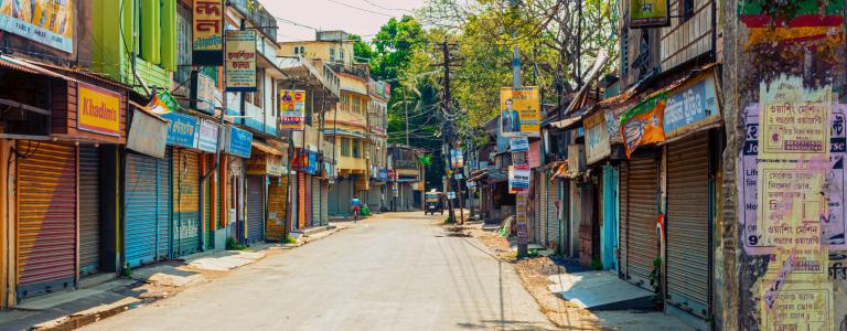 View of an empty street in India