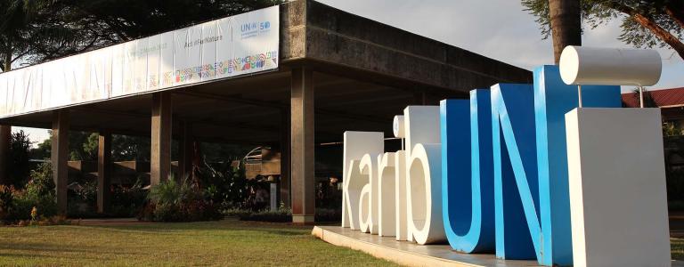 The exterior of the United Nations Environment Assembly 5 venue in Nairobi, Kenya