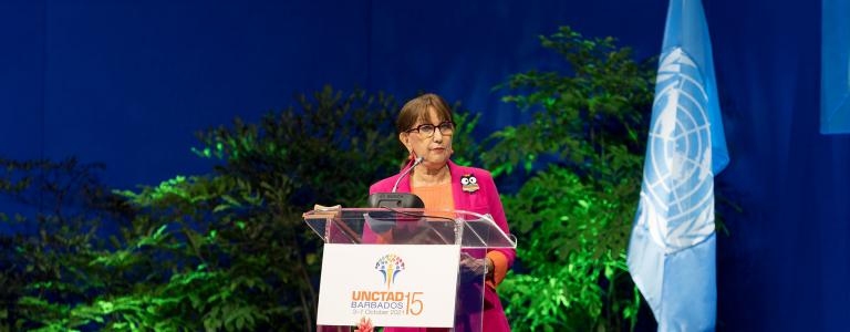 Rebeca Grynspan at UNCTAD15 Podium October 2021