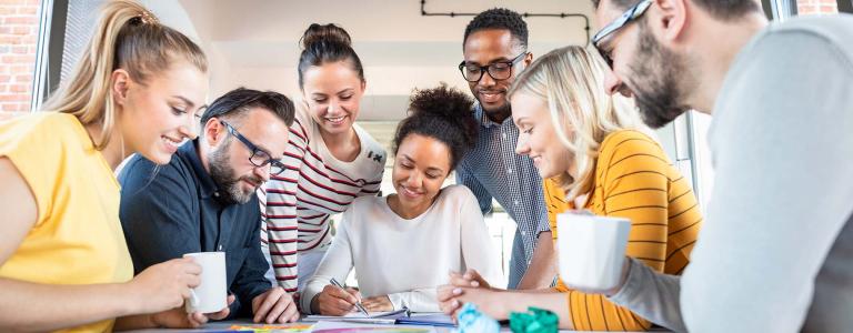 Young people at a work meeting