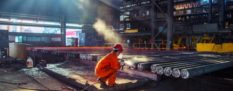 Worker at steel plant