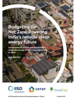 Budgeting for Net Zero report showing an aerial view of solar panels on a building.