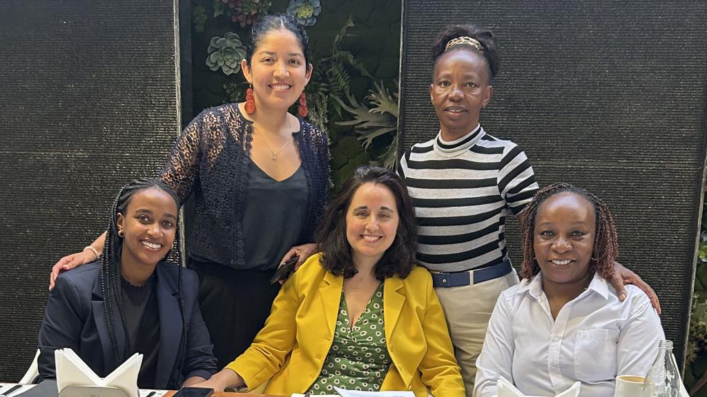 IISD experts Cristina Larrea and Erika Luna attend a food loss and waste workshop with local champions Jane Ngigge, Joy Muya and Wambui Mbarire.