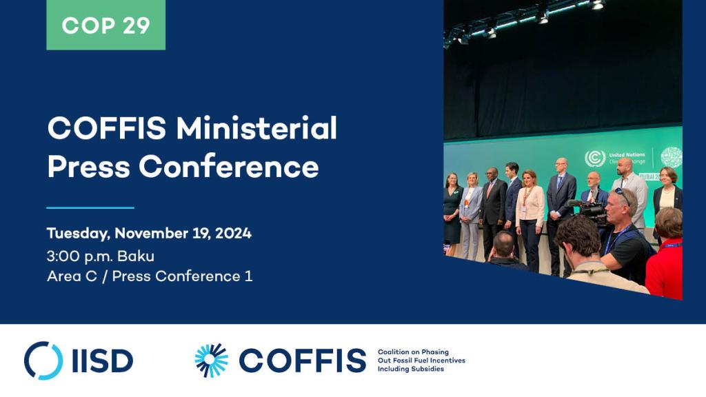 Event card for COP 29 COFFIS Ministerial Press Conference.